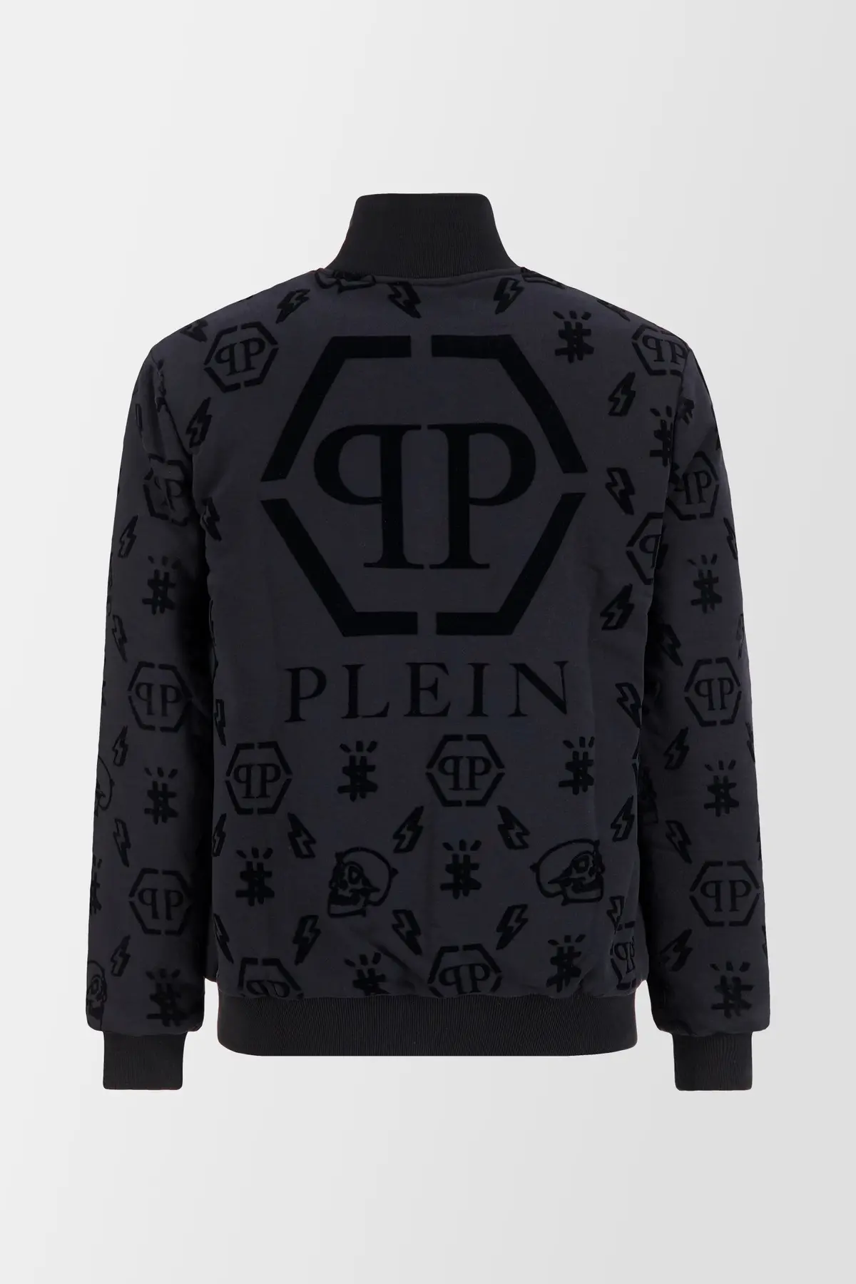 Philipp Plein Black Flock Monogram Jogging Jacket 3