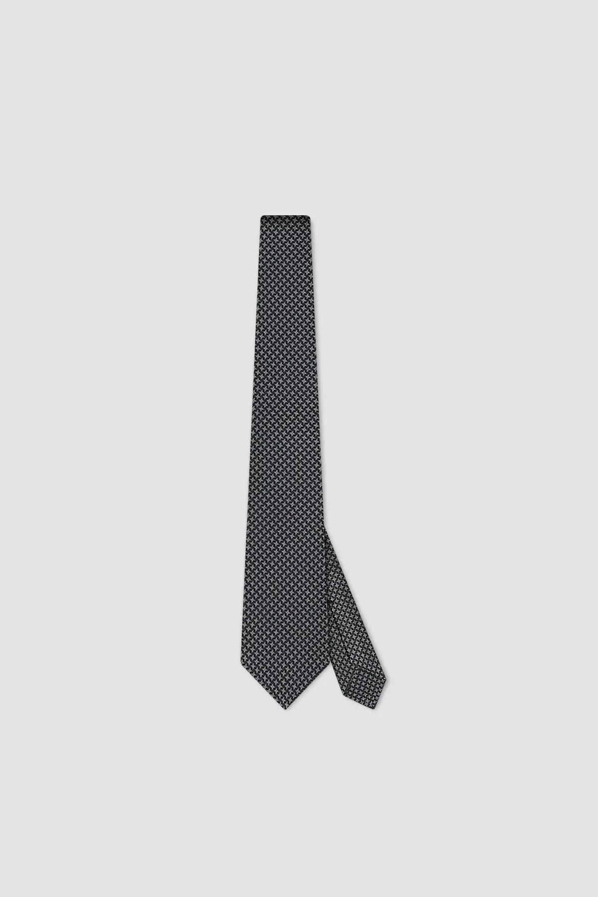Kiton Black/Grey Silk Tie 1