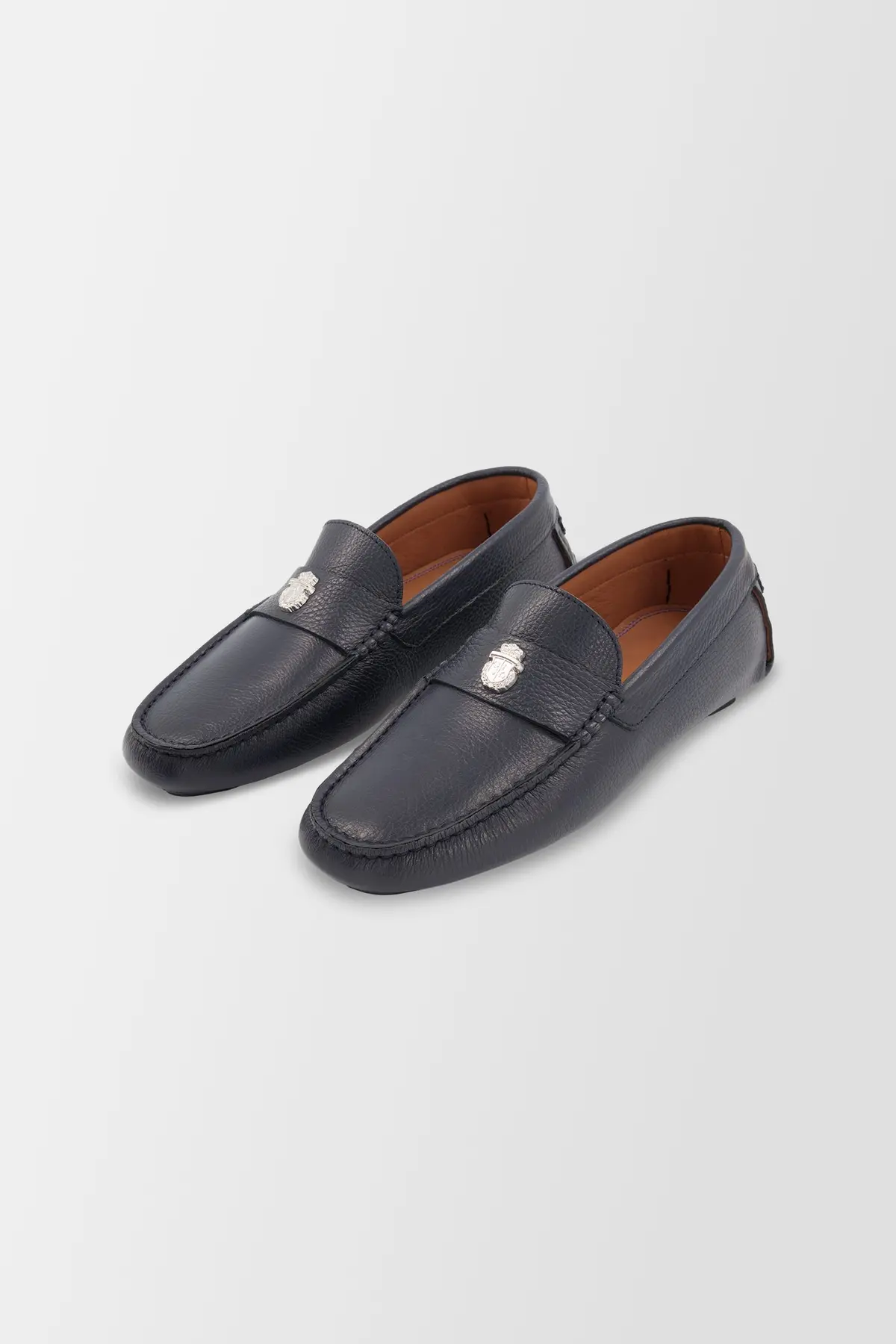 Billionaire Dark Blue Leather Moccasins 1