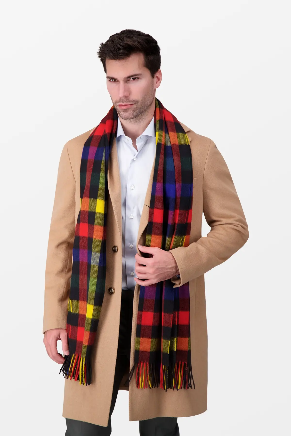 Joshua Ellis Multicolor Classic Check Ripple Scarf 2