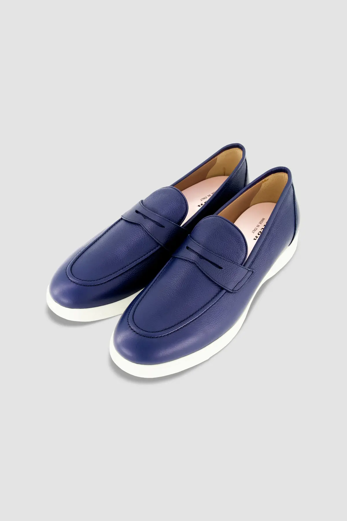 Kiton Blue Leather Loafers 1