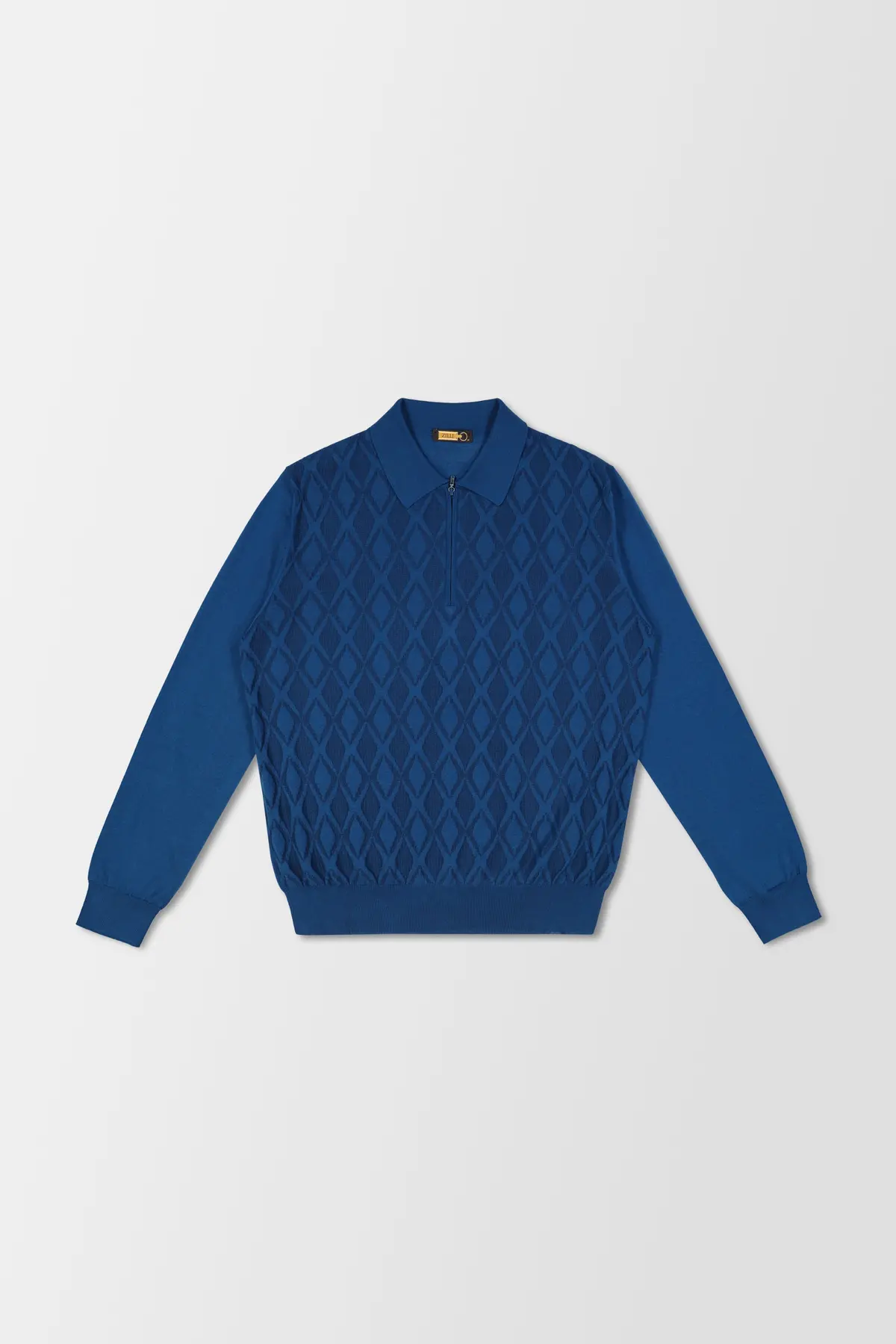 Zilli Petroleum Blue Lova Zip Polo Sweater 1