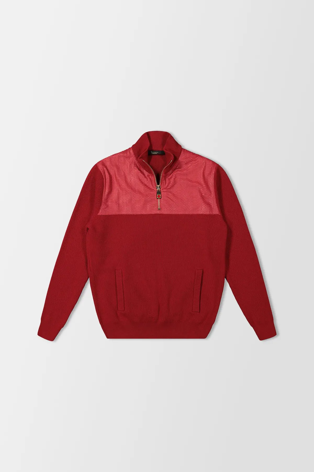 Billionaire Red Mock Zip Luxury Pullover 1
