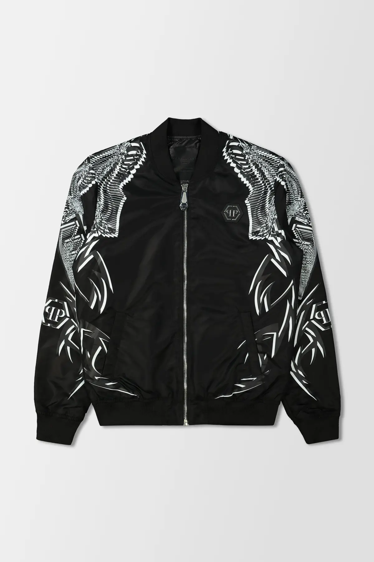 Philipp Plein Black Foulard Texture Bomber Jacket 1