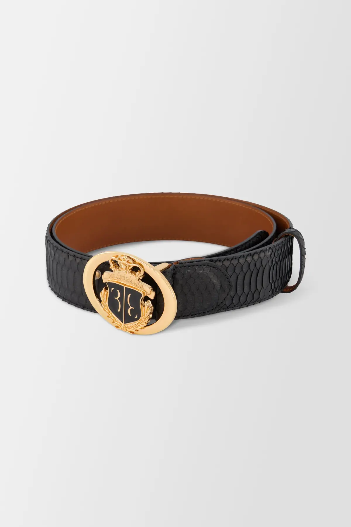 Billionaire Black/Gold Elaphe Belt Crest 1