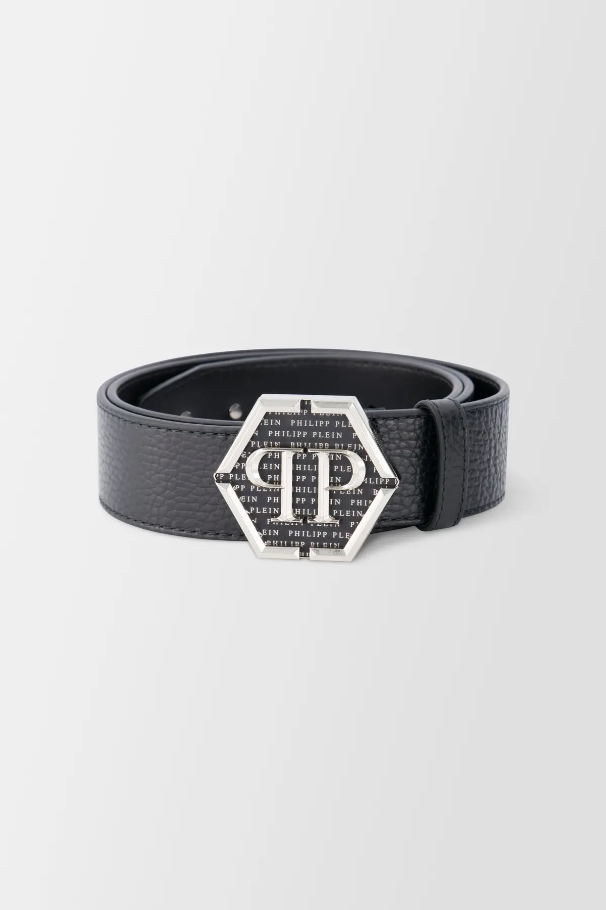Philipp Plein Black Leather Hexagon Belt 1