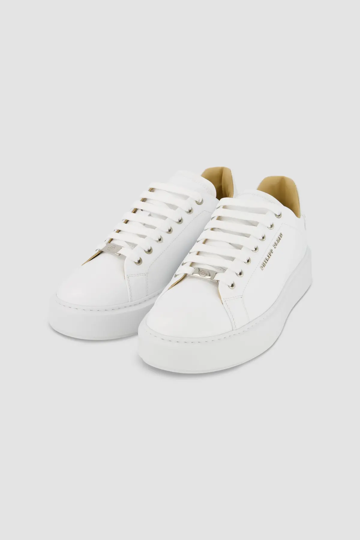 Philipp Plein White Leather Lo-Top Hexagon Sneakers 1