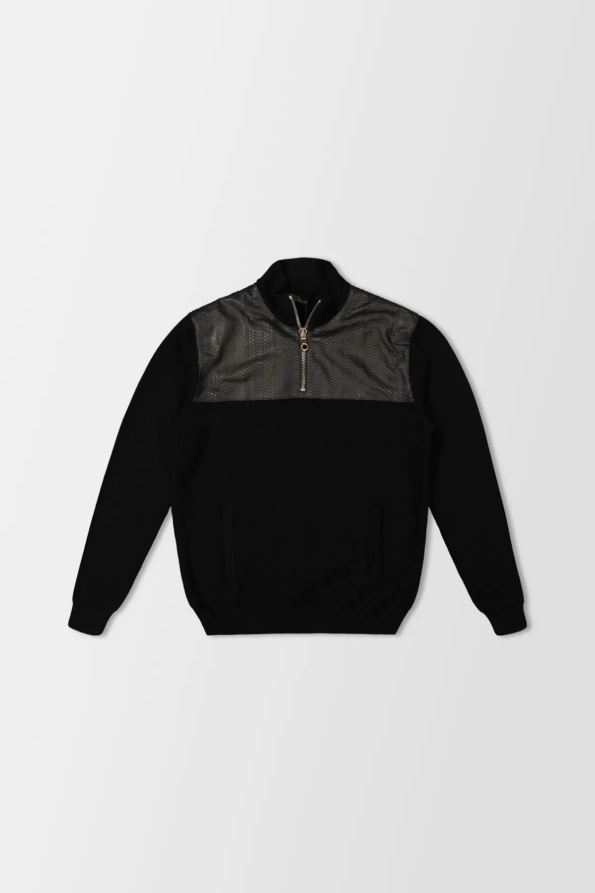 Billionaire Black Mock Zip Luxury Pullover 1