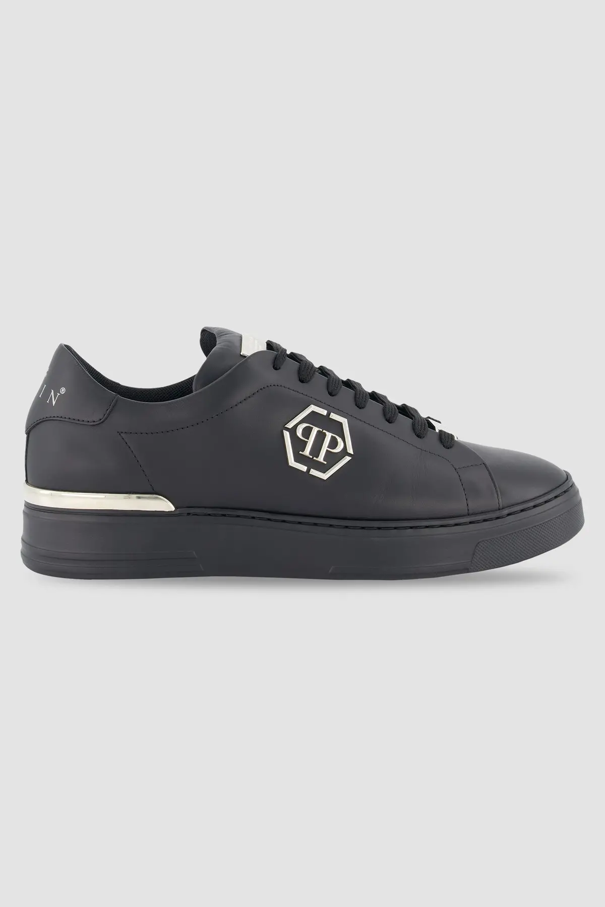 Philipp Plein Black Leather Lo-Top Hexagon Sneakers 2