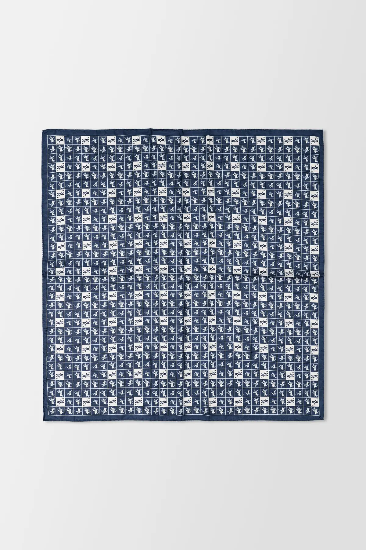 Billionaire Pochette Horses Scarf Navy 1