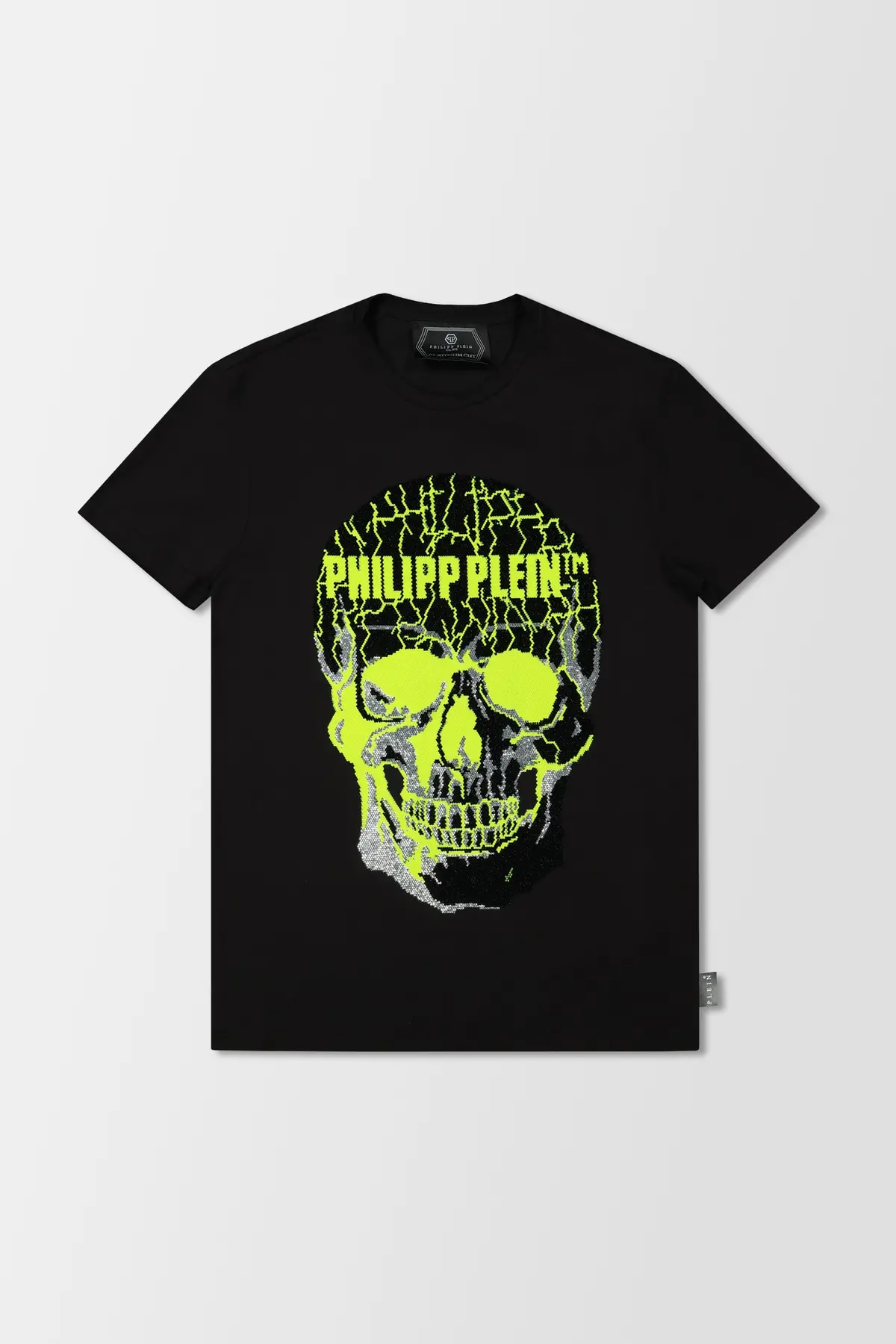 Philipp Plein Black/Yellow Round Neck Skull Rhinestone T-Shirt 1