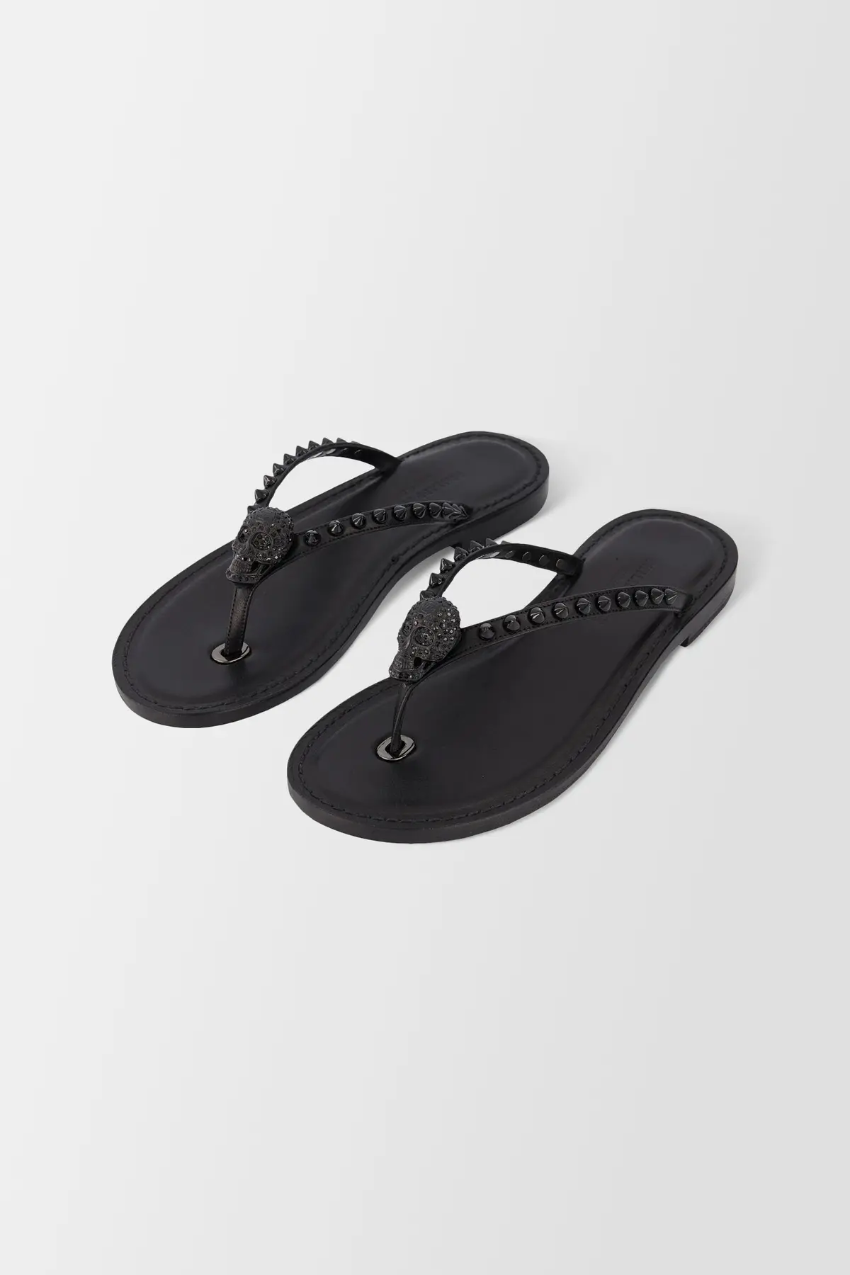 Philipp Plein Black Leather Flip Flops 1