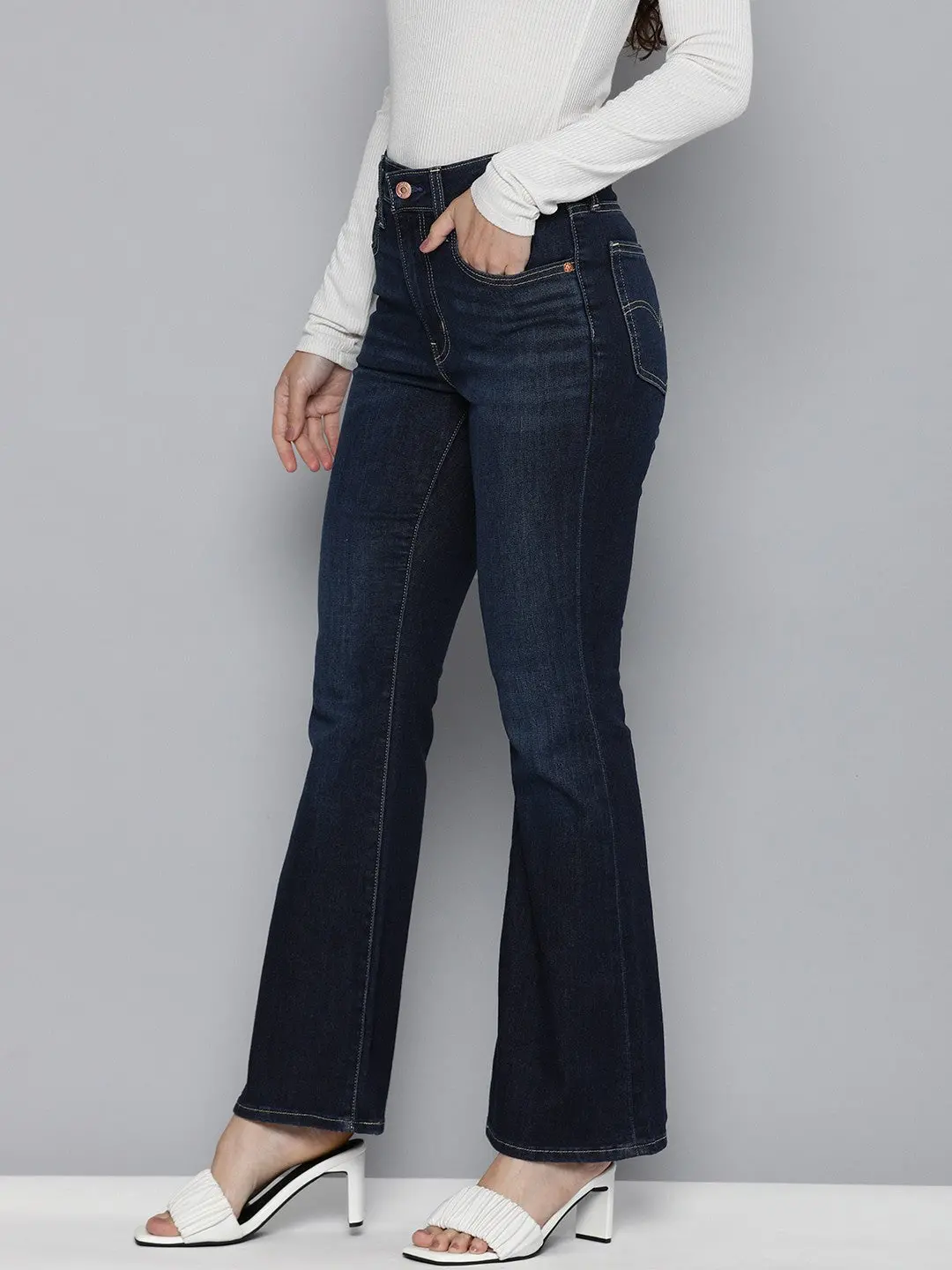 Women's 726 Blue Flared Fit High Rise Jeans 2