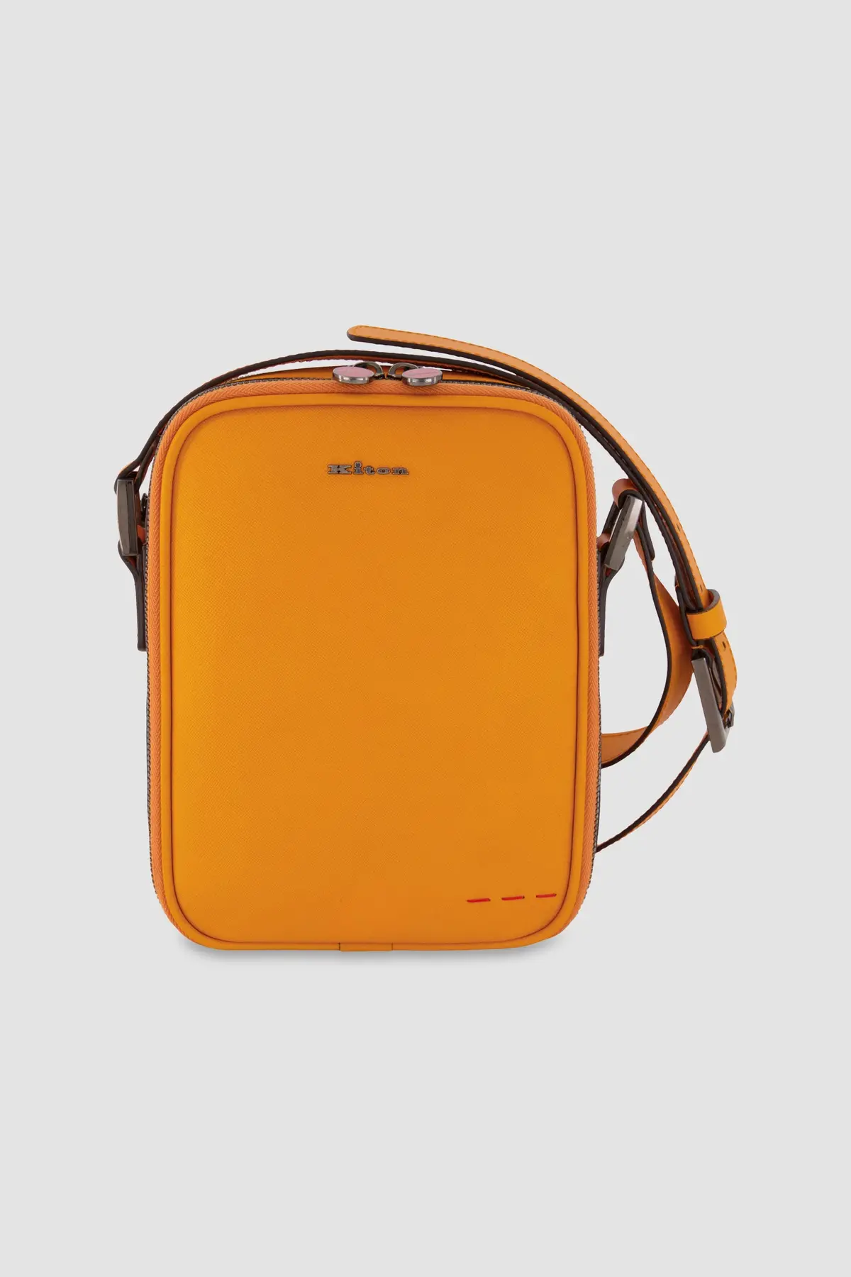 Kiton Orange Calfskin Shoulder Bag 1