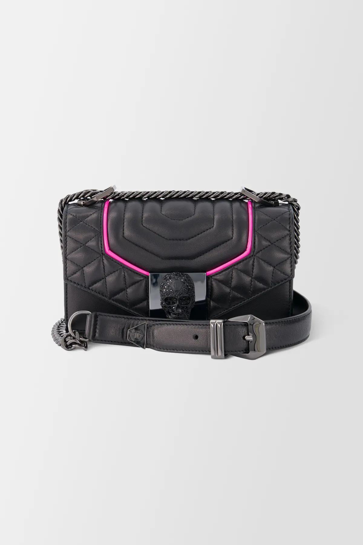 Philipp Plein Black/Fuchsia Crystal Skull Shoulder Bag 1