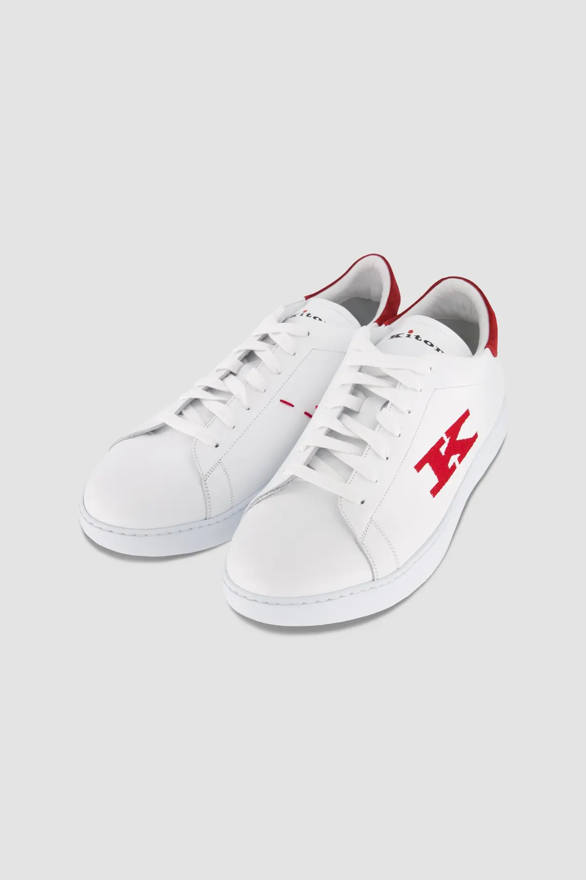 Kiton White/Red Calfskin Sneakers 1