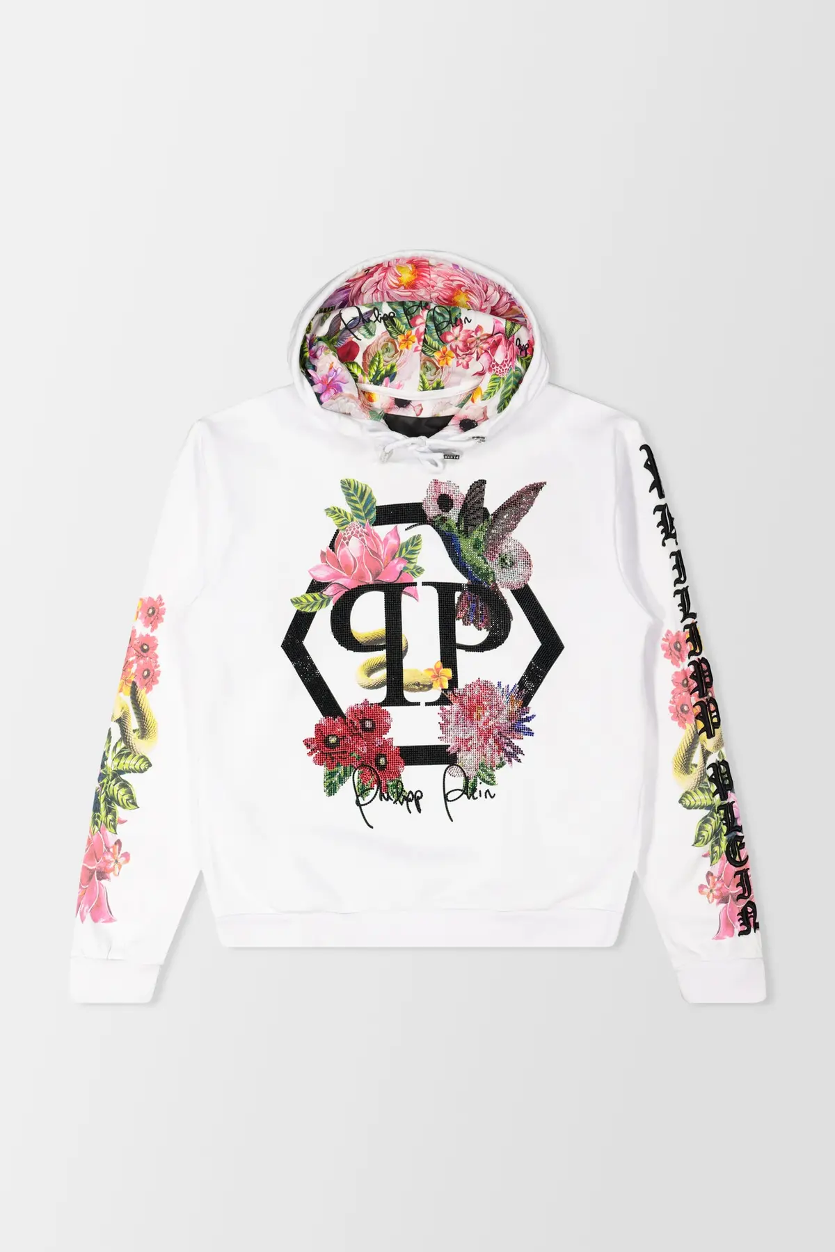 Philipp Plein White Flowers Hoodie 1