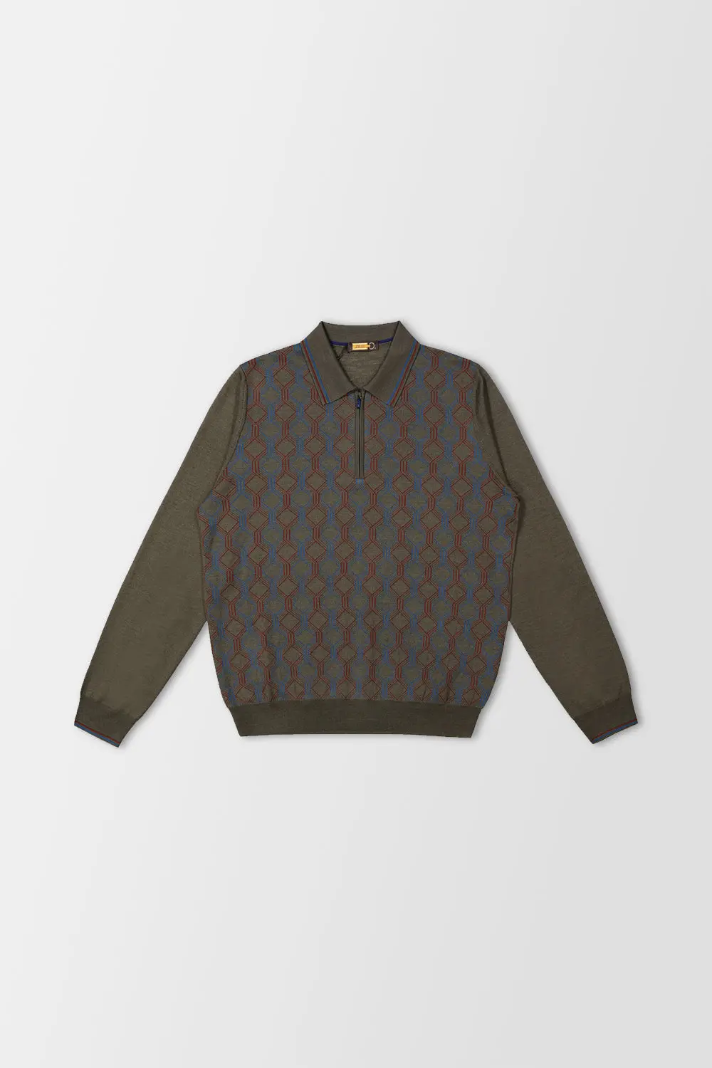 Zilli Green Long Sleeve Polo Sweater 1
